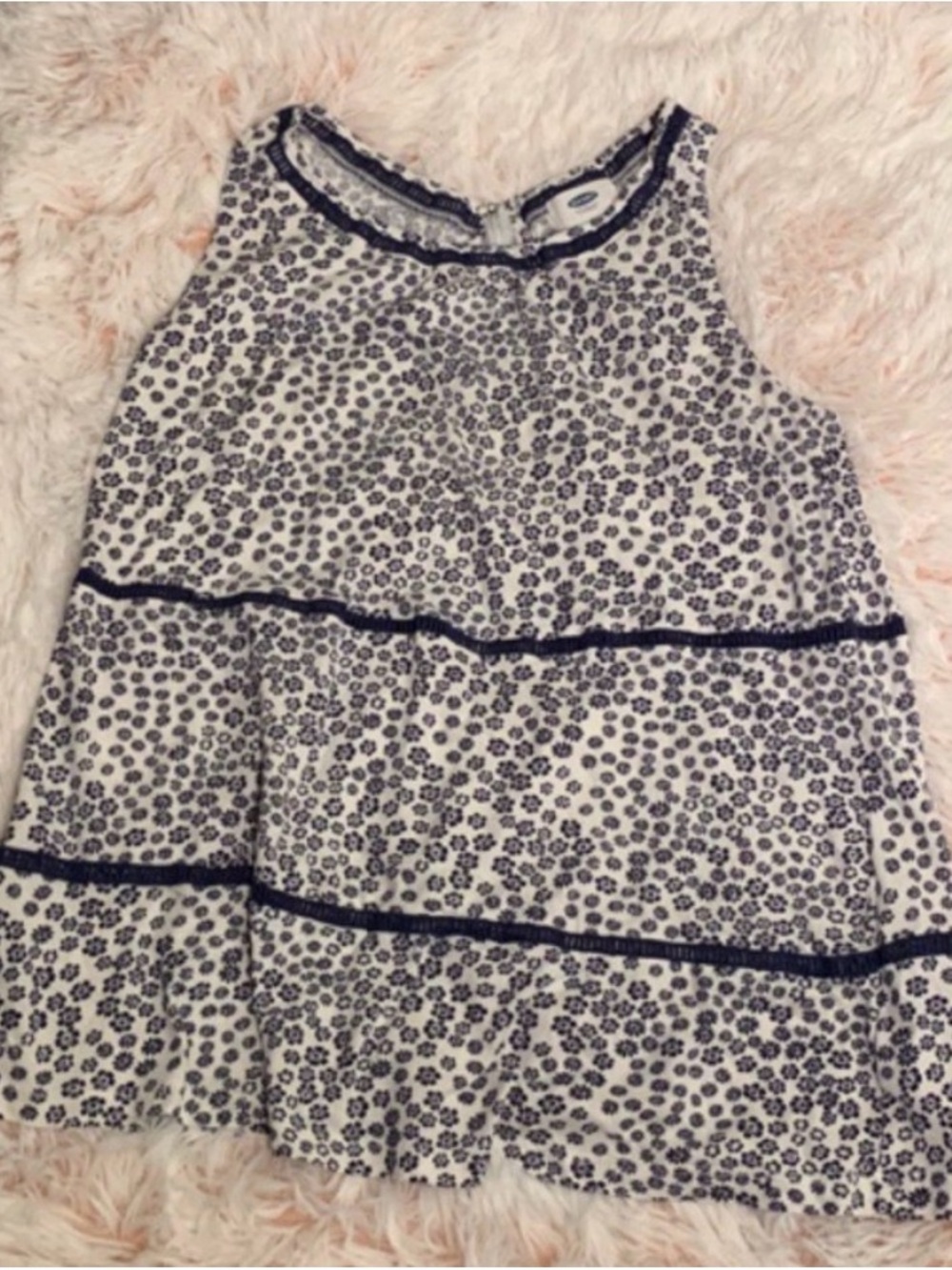 Women Navy Floral Tiered Tank Top